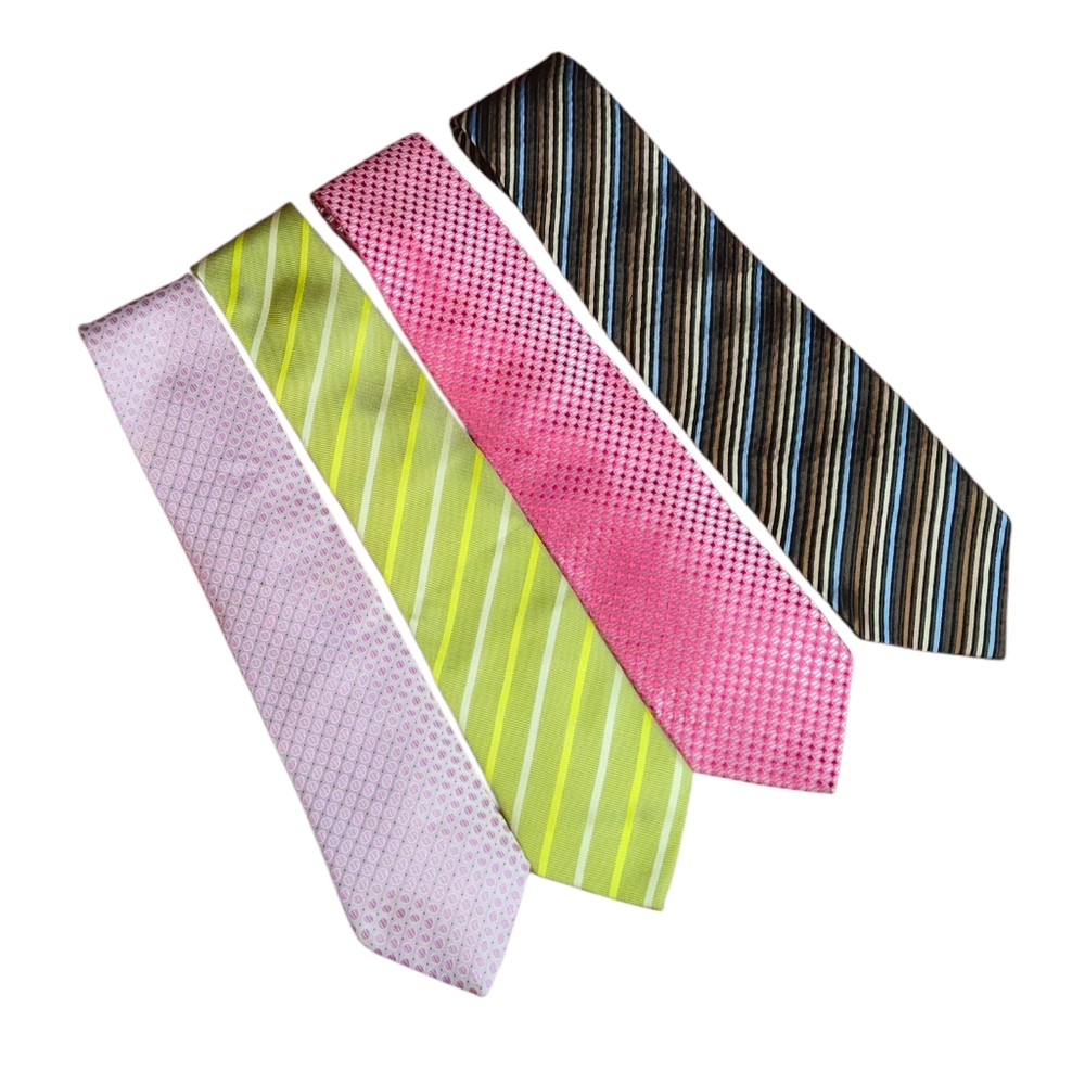 Jon VanDyk Holland LOT OF 4 Differently Colored and Patterned Neckties 58"-62"